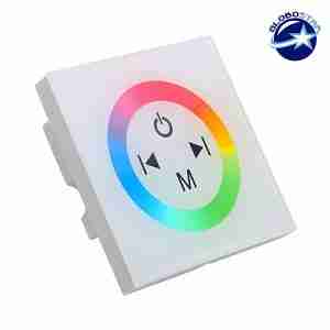 Touch Panel Τοίχου RGB Controller 12-24 Volt 144 Watt White Body GloboStar 77419