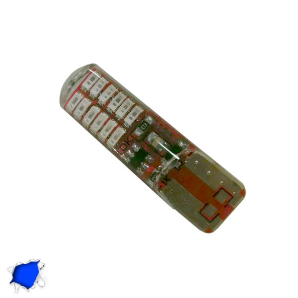Λαμπτήρας T10 24 SMD Σιλικόνης Μπλε Strobe GloboStar 08342