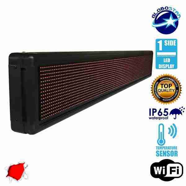 Αδιάβροχη Κυλιόμενη Επιγραφή LED WiFi Κόκκινη Μονής Όψης 168x20cm GloboStar 90104