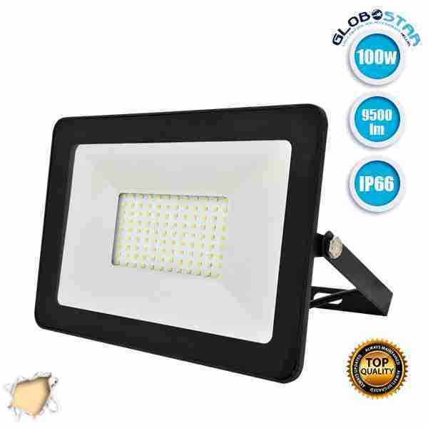 Προβολέας LED Slim Pad 100 Watt 230v Θερμό Λευκό 3000k IP66 GloboStar 11137