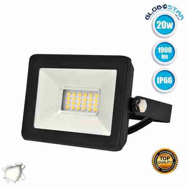 Προβολέας LED Slim Pad 20 Watt 230v Φυσικό Λευκό 4500k IP66 GloboStar 11142