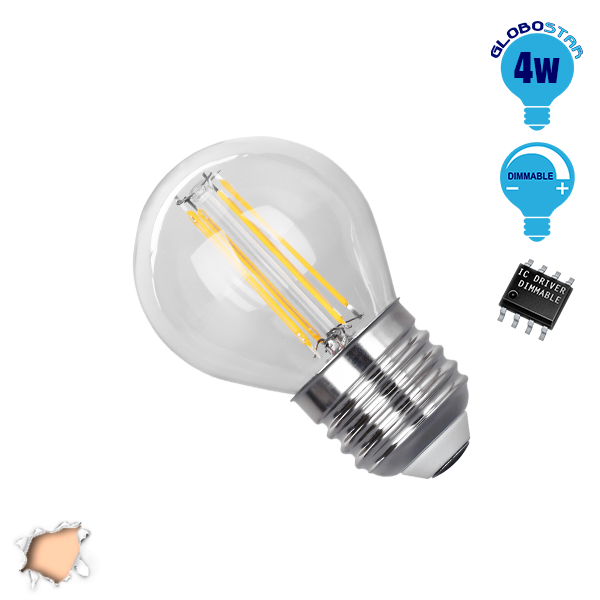 Γλομπάκι LED Edison Filament Retro E27 4 Watt g45 Θερμό Dimmable GloboStar 44008