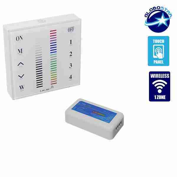 Σετ Ασύρματο RF 2.4G LED Controller Τοίχου Αφής RGB 12-24 Volt 144/288 Watt για Ένα Group GloboStar 04051