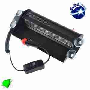 Φώτα Ασφαλείας 8 LED 12-24 Volt Πράσινο για Παρμπρίζ με Βεντούζα GloboStar 77666