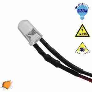 LED 5mm 45 Μοίρες με Καλώδιο 20cm 12 Volt Πορτοκαλί GloboStar 33365