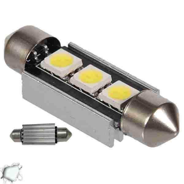 Σωληνωτός LED 39mm Can Bus με 3 SMD Ψυχρό Λευκό GloboStar 47440