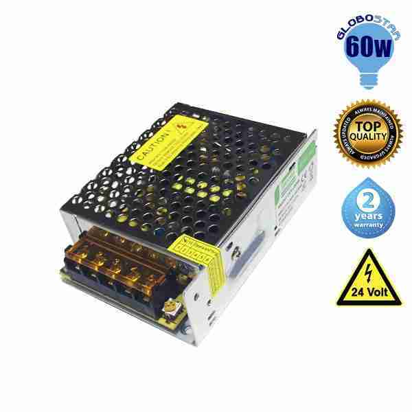 Τροφοδοτικό 60 Watt 24 Volt DC Ρυθμιζόμενο GloboStar 77463
