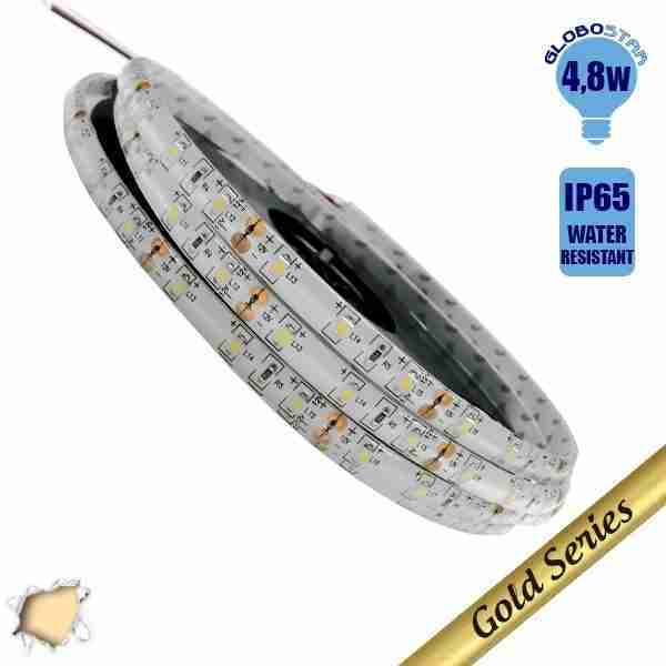 Ταινία LED 4.8 Watt 12 Volt Θερμό Λευκό IP65 Αδιάβροχη GloboStar 22530