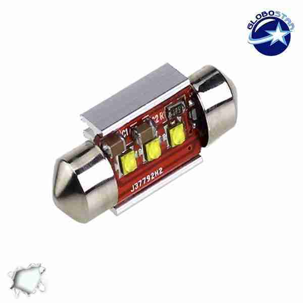 Σωληνωτός LED 36mm Can Bus με 3 CREE LED Ψυχρό Λευκό GloboStar 40170