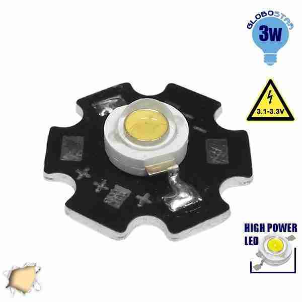 Υψηλής Ισχύος Led 3 Watt Star Θερμό Λευκό GloboStar 57730