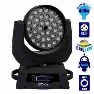 Κινούμενη Ρομποτική Κεφαλή WASH 36 x 10 Watt CREE LED RGBW Zoom 12°-75° GloboStar 51116