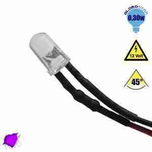 LED 5mm 45 Μοίρες με Καλώδιο 20cm 12 Volt Φούξια GloboStar 33370