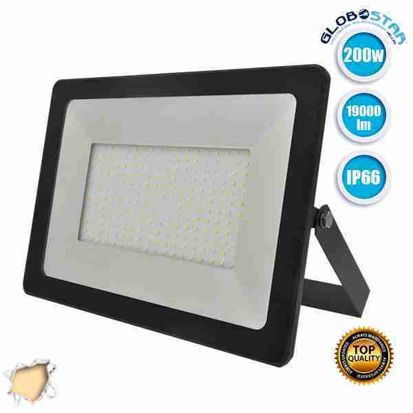 Προβολέας LED Slim Pad 200 Watt 230v Θερμό Λευκό 3000k IP66 GloboStar 11140