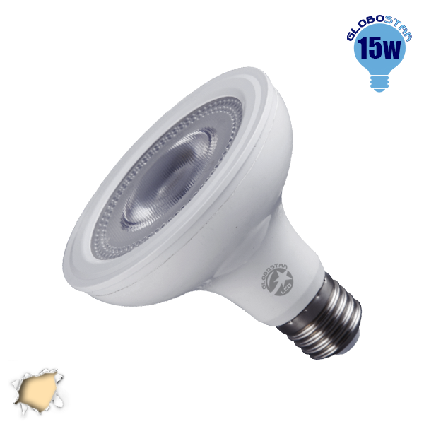 Λαμπτήρας LED E27 PAR30 12 Μοίρες 15 Watt 230v Θερμό GloboStar 01780