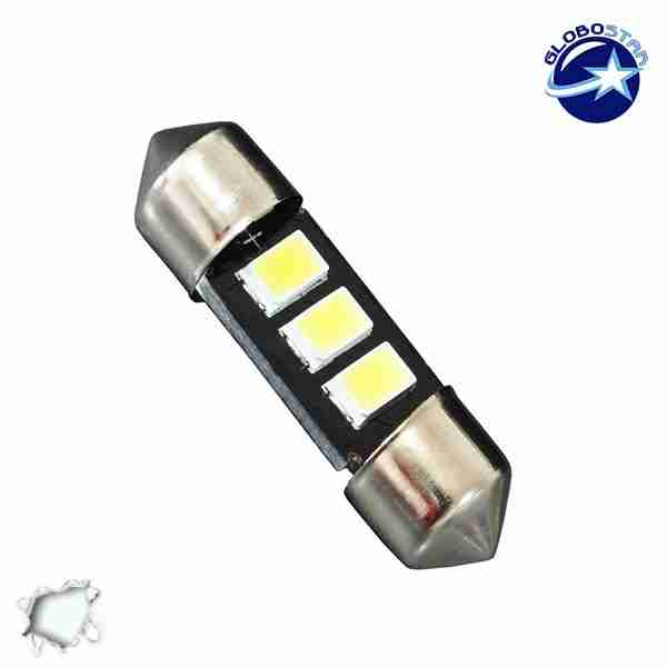 Σωληνωτός LED 31mm με 3 SMD 5630 Samsung Chip Λευκό 6000k GloboStar 40145
