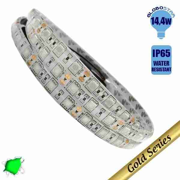 Ταινία LED 14.4 Watt 12 Volt Πράσινο IP65 Αδιάβροχη GloboStar 34240
