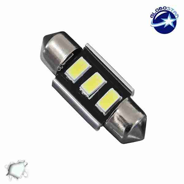 Σωληνωτός LED 31mm Can Bus με 3 SMD 5630 Ψυχρό Λευκό GloboStar 40152