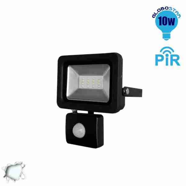 Προβολέας LED Slim Pad 10 Watt 230v Ψυχρό με Αισθητήρα GloboStar 11126