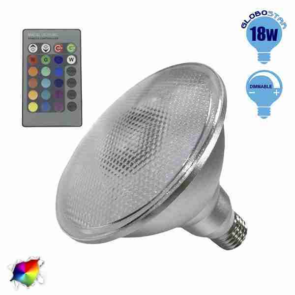 Λαμπτήρας LED PAR38 E27 18 Watt RGB με Ασύρματο Χειριστήριο GloboStar 05571