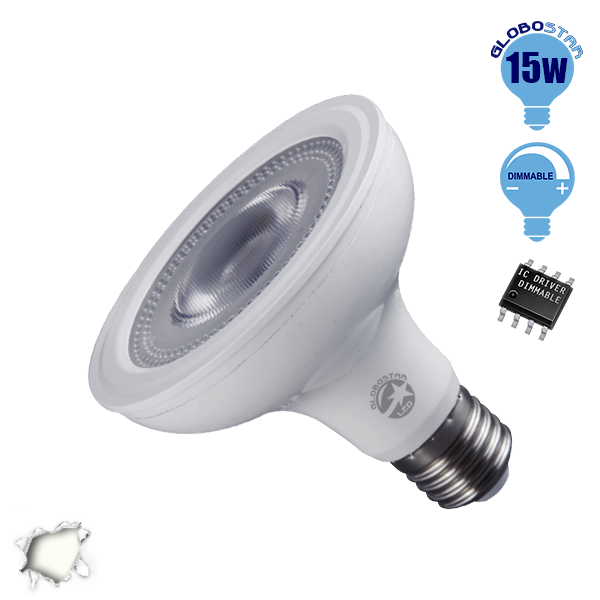 Λαμπτήρας LED E27 PAR30 12 Μοίρες 15 Watt 230v Ημέρας Dimmable GloboStar 01782