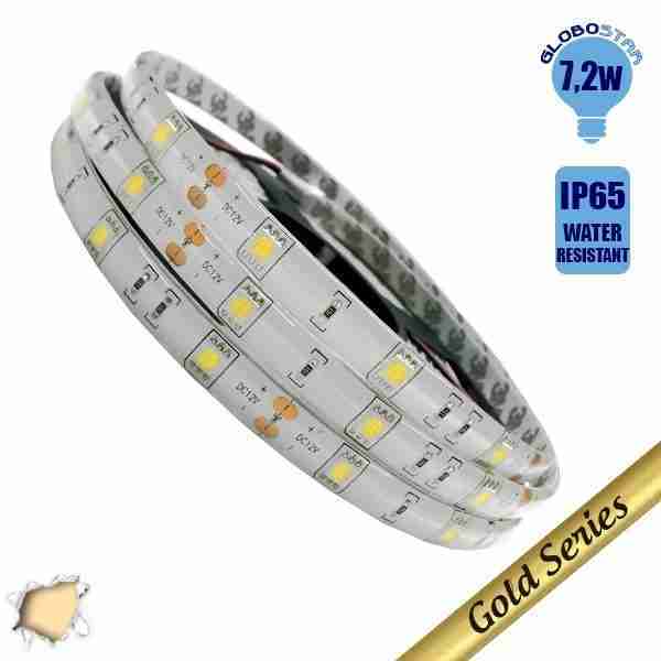 Ταινία LED 7.2 Watt 12 Volt Θερμό Λευκό IP65 Αδιάβροχη GloboStar 95250