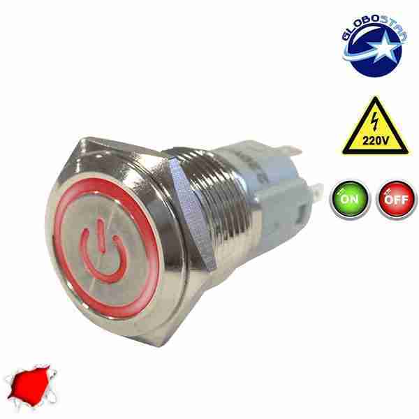 Διακοπτάκι LED ON/OFF 230 Volt Κόκκινο GloboStar 05051