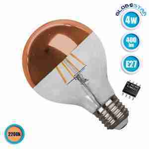 Γλόμπος LED Edison Filament Retro Ανεστραμμένου Καθρέπτου Χάλκινο E27 4 Watt G80 Θερμό Λευκό 2200k Dimmable GloboStar 44033