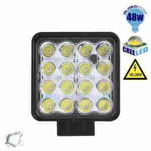Προβολέας LED Εργασίας Square 48 Watt 10-30v Ψυχρό Λευκό GloboStar 50000