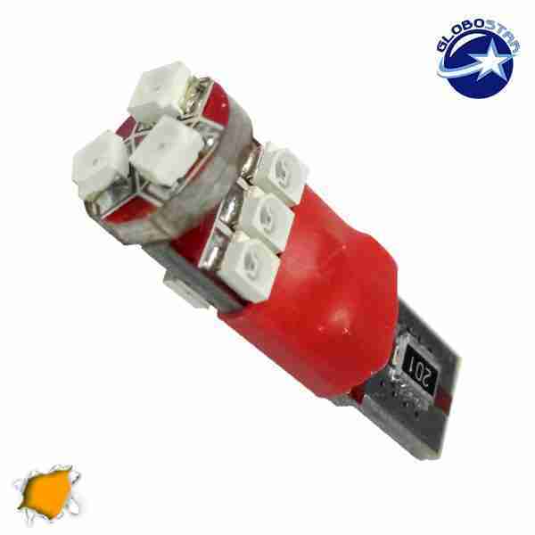 Λαμπτήρας LED T10 Can Bus με 9 SMD 1210 Πορτοκαλί GloboStar 11350