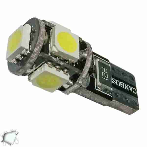 Λαμπτήρας LED T10 Can Bus με 5 SMD 5050 Ψυχρό Λευκό GloboStar 27440