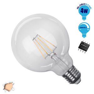 Γλόμπος LED Edison Filament Retro E27 4 Watt G95 Θερμό Dimmable GloboStar 44012