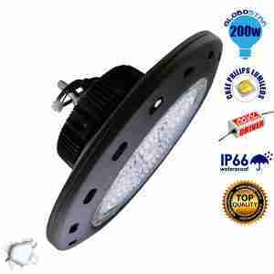 Κρεμαστό Φωτιστικό High Bay Οροφής UFO 200 Watt Ψυχρό Λευκό GloboStar 05500