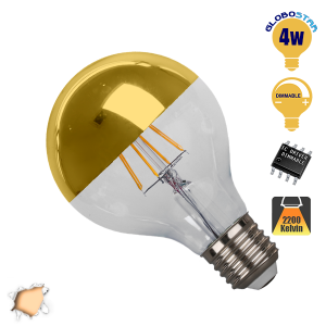 Γλόμπος LED Edison Filament Retro Ανεστραμμένου Καθρέπτου Χρυσό E27 4 Watt G80 Θερμό Dimmable GloboStar 44026