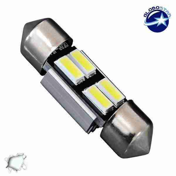 Σωληνωτός LED 31mm Can Bus με 4 SMD 5630 Ψυχρό Λευκό GloboStar 40153