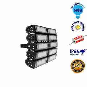Φωτιστικό Προβολέας Γηπέδων LED 500 Watt Ψυχρό Λευκό 5000K MeanWell Driver - Philips Lumiled με Ρυθμιζόμενες Μοίρες GloboStar 03501