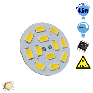 G4 12 smd 5630 Back Pin 8-32 Volt 4.5 Watt DC Θερμό Λευκό GloboStar 99370
