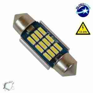 Σωληνωτός LED 36mm Can Bus με 12 SMD 4014 Samsung Chip 12 Volt Ψυχρό Λευκό GloboStar 40176