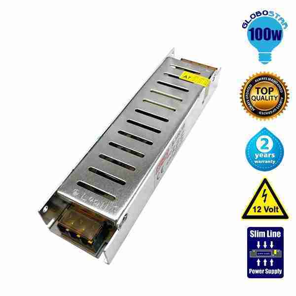 Τροφοδοτικό Slim Series Globostar 100 Watt 12 Volt DC GloboStar 03002