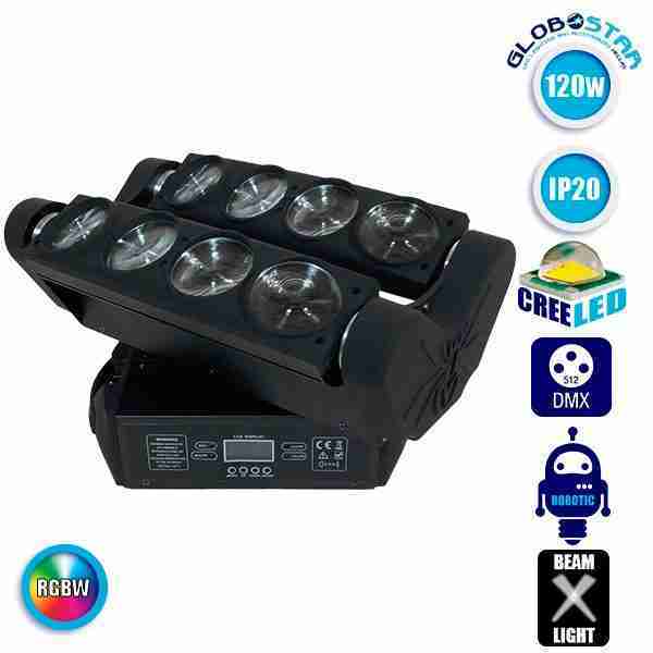 Κινούμενη Ρομποτική Κεφαλή CREE LED 120 Watt SPIDER Super Beam με 8 * Prism Lens DMX512 GloboStar 51128