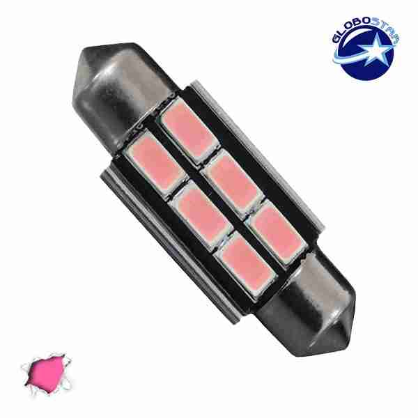 Σωληνωτός LED 39mm Can Bus με 6 SMD 5630 Φούξια GloboStar 40163