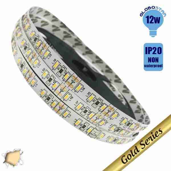 Ταινία LED 120 smd 3014 12 Watt 12 Volt Θερμό Λευκό IP20 GloboStar 63018