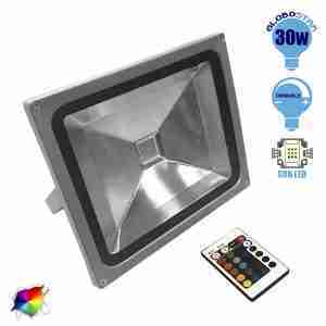 Προβολέας LED 30 Watt  230 Volt RGB με Ασύρματο Χειριστήριο GloboStar 62002