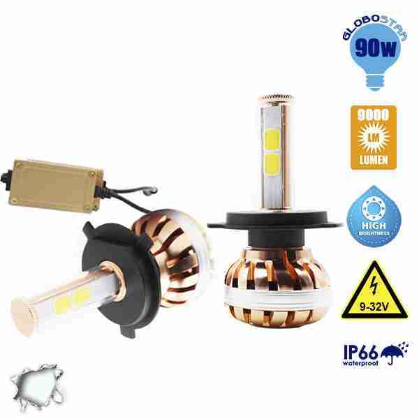 LED HID KIT H4 55 Watt 4500-5800 Lumen 9-32 Volt DC 6000k GloboStar 99702