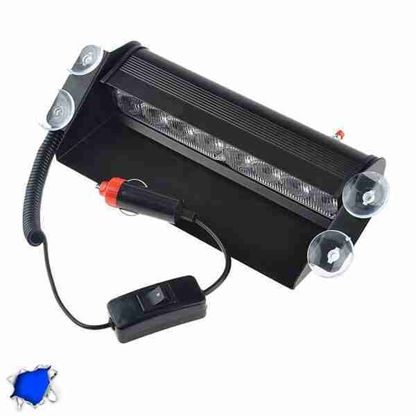 Φώτα Αστυνομίας 8 LED 12-24 Volt Μπλε για Παρμπρίζ με Βεντούζα GloboStar 77663