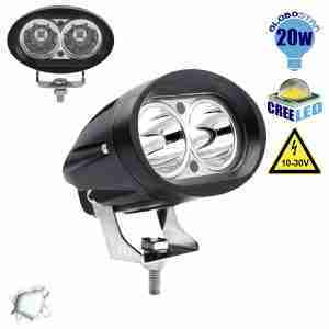 Προβολάκι LED 20 Watt 10-30 Volt DC Ψυχρό Λευκό 6000k GloboStar 05195