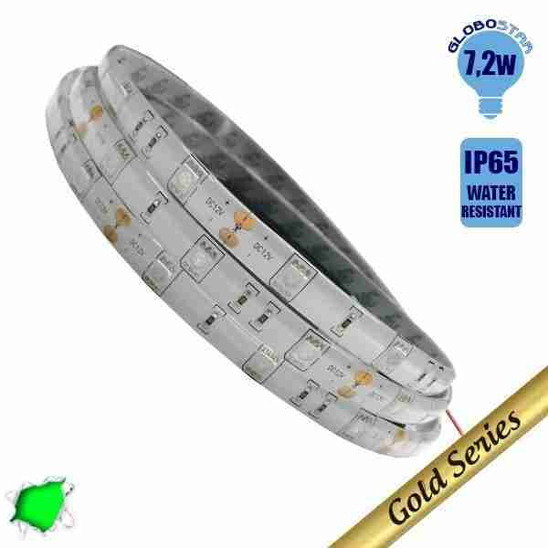 Ταινία LED 7.2 Watt 12 Volt Πράσινο IP65 Αδιάβροχη GloboStar 51931