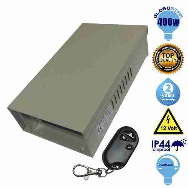 Ασύρματο Dimmable Τροφοδοτικό 400 Watt 12 Volt Rainproof IP44 GloboStar 34243