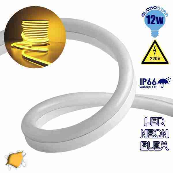 LED NEON FLEX 230 Volt Πορτοκαλί - Χρυσό IP66 Dimmable GloboStar 22507