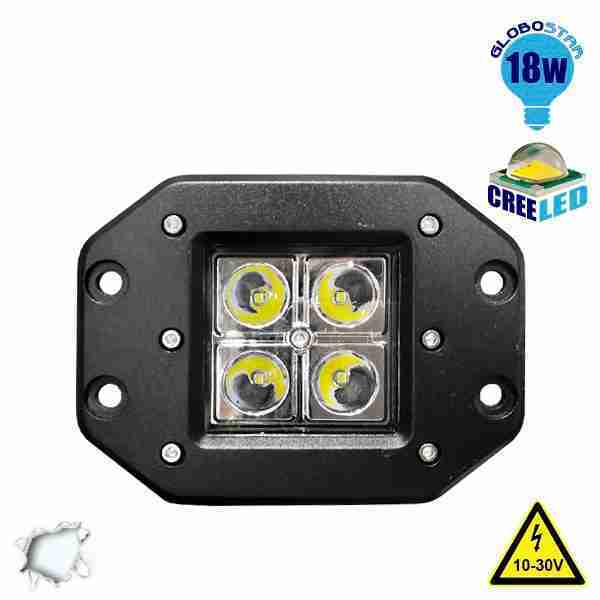 Χωνευτό Προβολάκι LED 18 Watt 10-30 Volt Ψυχρό Λευκό GloboStar 51117