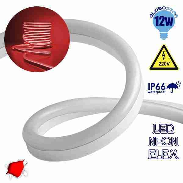 LED NEON FLEX 230 Volt Κόκκινο IP66 Dimmable GloboStar 22503